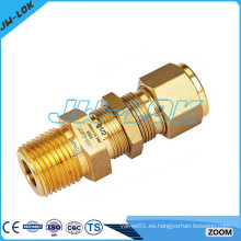 JW Conexiones-1 / 2NPT conector de compresión macho doble de cobre